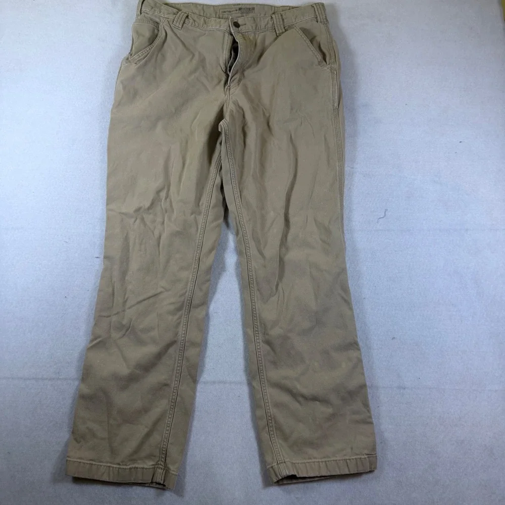 Carhartt Relaxed Fit Carpenter Pants Tan Khaki Canvas Mens 36x32 Workwear
